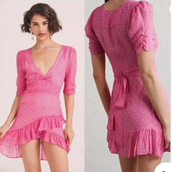 LoveShackFancy Dresses & Skirts - LoveShackFancy Azreal Ruffled Polka Dot
Pink Mini Dress | NEW | 4